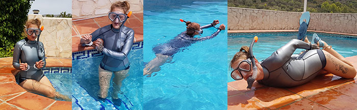 Handcuffed diver girl Rija Mae